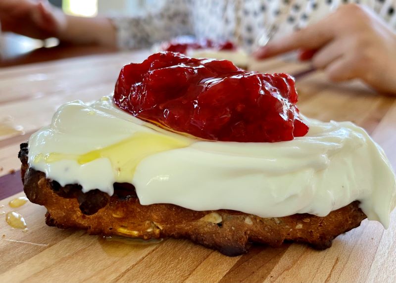 whipped ricotta and homemade strawberry jam toast