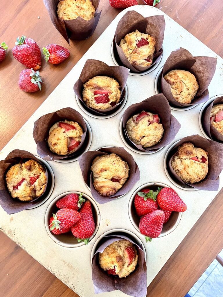 apple cornbread with strawberry