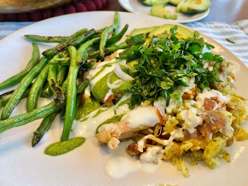 peruvian arroz con pollo verde