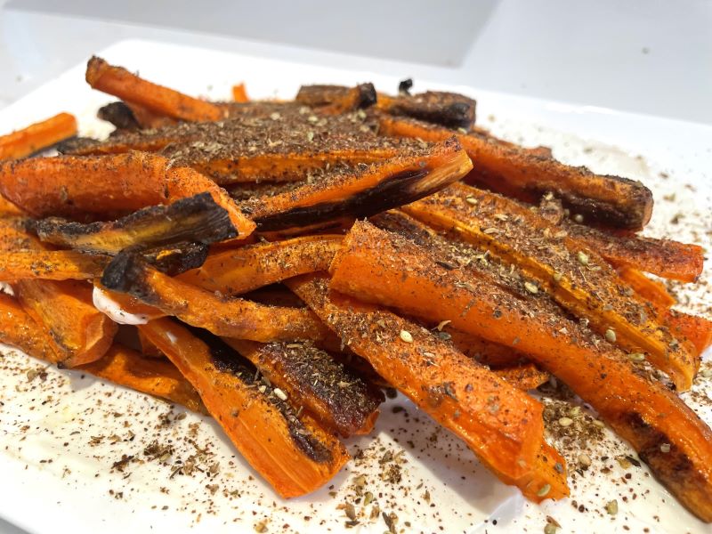 Roasted carrots covered in za'atar