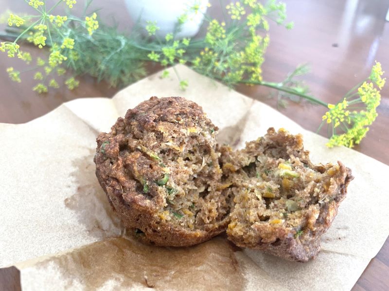 apple, zucchini, spinach, and butternut squash muffin for toddlers