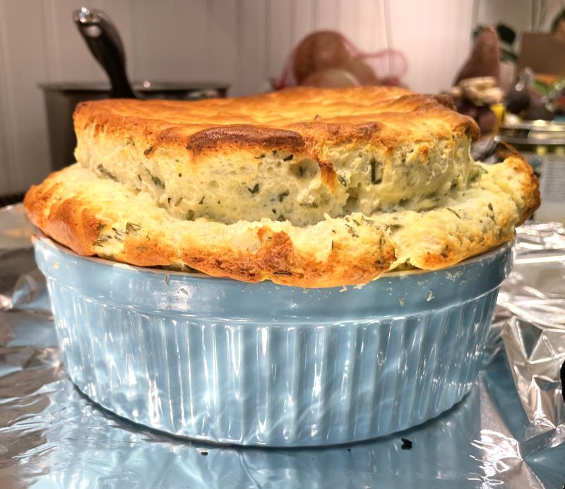 Goat Cheese Souffle with Fresh Herbs