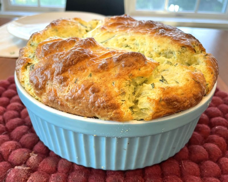 goat cheese souffle with chives, basil, tarragon, parsley