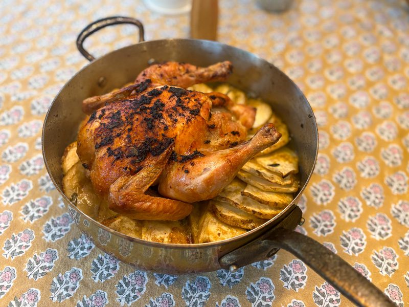 Greek Lemon Chicken and Potatoes (or Celery Root) with Spinach