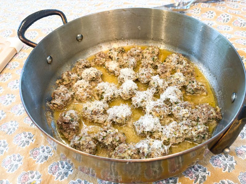 tiny meatballs in white wine lemon sauce
